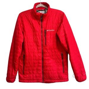 Columbia Omni-heat lightweight packable red puffer jacket, size small